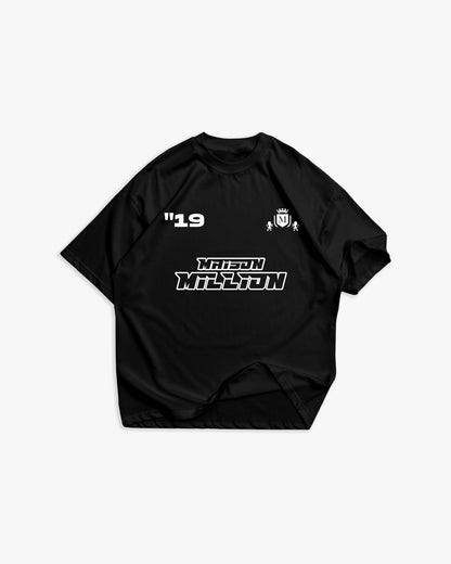 Schwarzes T-Shirt mit schwarzem Logo