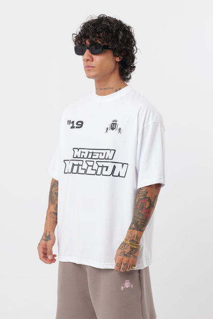 Weißes T-Shirt mit schwarzem Logo