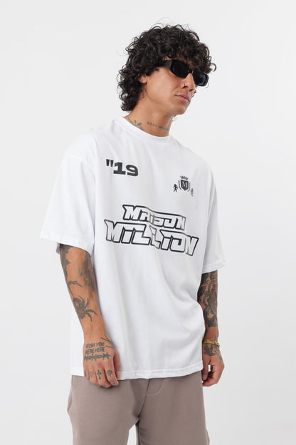 Weißes T-Shirt mit schwarzem Logo
