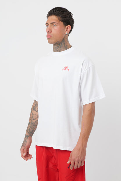 Weißes T-Shirt mit schwarzem Logo