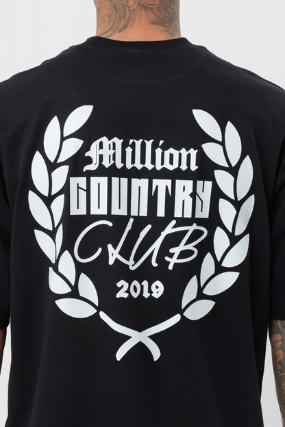 Schwarzes T-Shirt mit schwarzem Logo