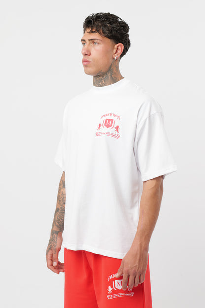 Weißes T-Shirt mit schwarzem Logo